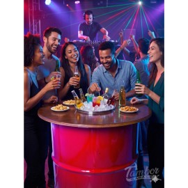 Tambor Mesa Cooler com Balde Inox e Tampo Madeira