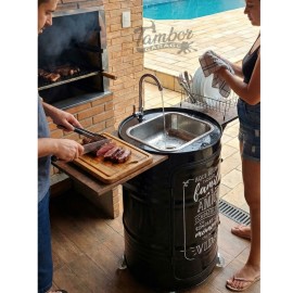 Pia Lavabo AUTOM�TICA + Cuba e Torneira INOX + Mesas Laterais