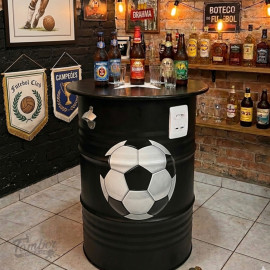 Tambor Metal 200l BAR Porta Traseira + Tampo Madeira + Tomadas e USB