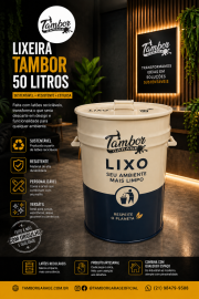 Lixeira de Tambor Metal 50l Pintura Dupla Especial