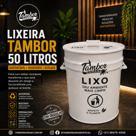  Lixeira de Tambor Metal 50l Pintura Automotiva