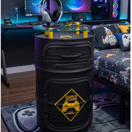 Mesa de centro tambor 50l Gaveta +Porta + Vidro Temperado