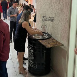 Pia Lavabo + Cuba e Torneira INOX + Mesas Laterais